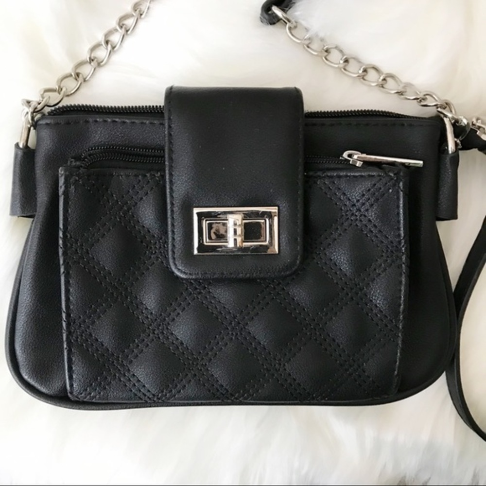 Gorgeous Black Quilted Purse w/ Chain Accents NWOT - Picture 3 of 8